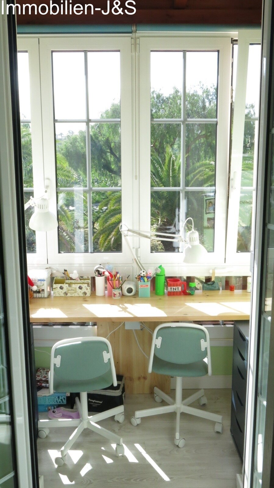 Bright double workspace for children or hobbies