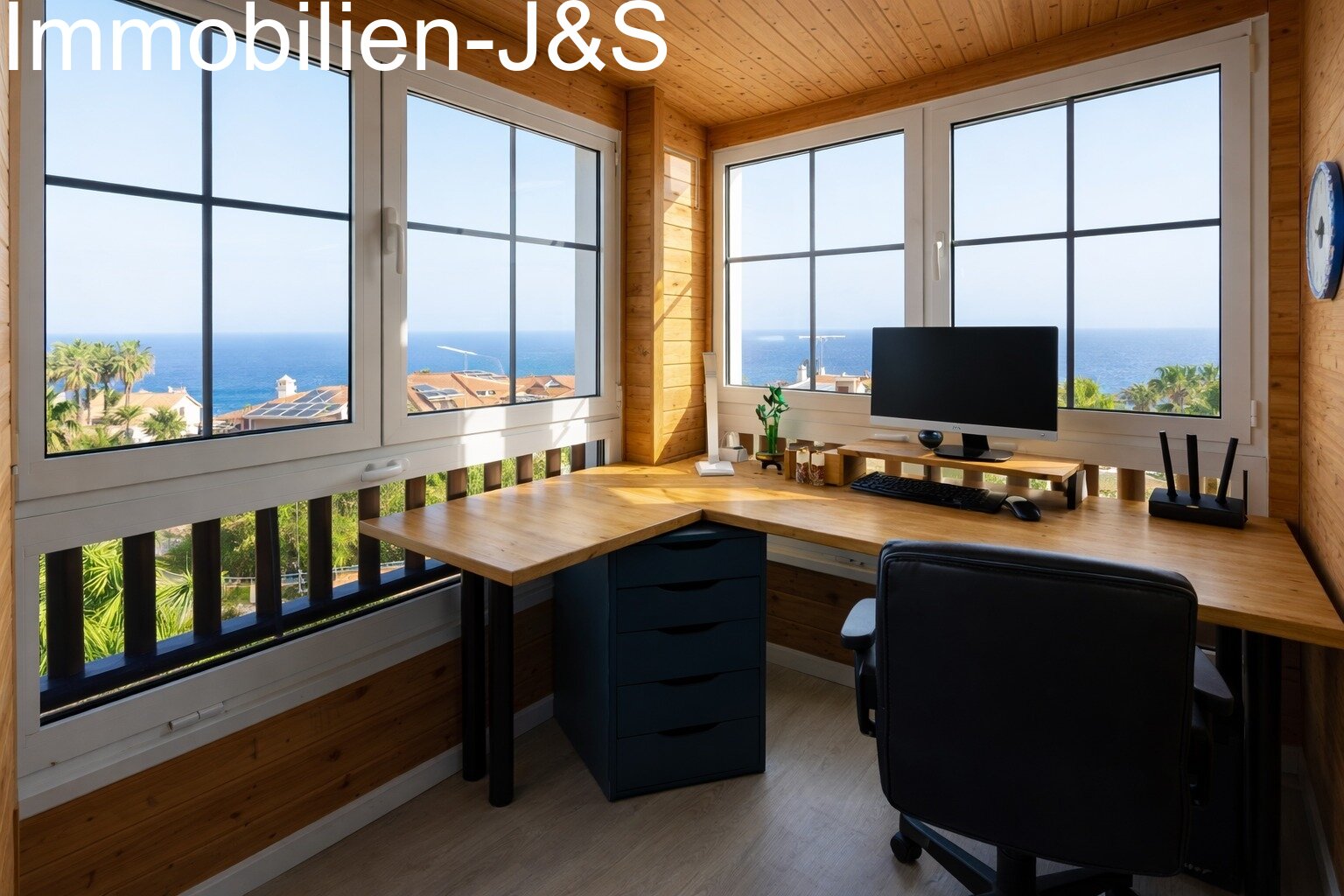 Home office with panoramic sea views