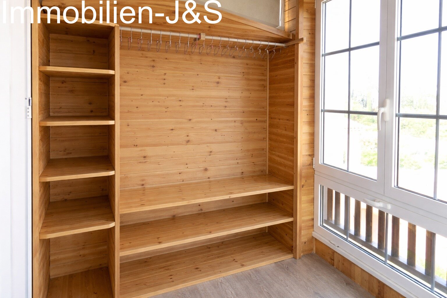Open real wood wardrobe